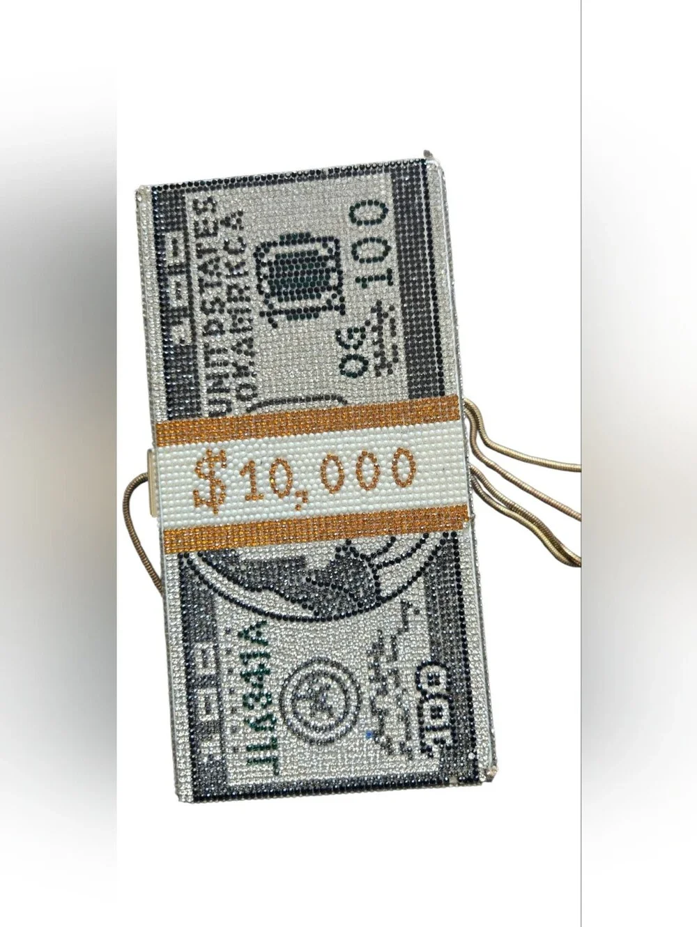 Sparkling Rhinestone $10k Money Stack Clutch Purse